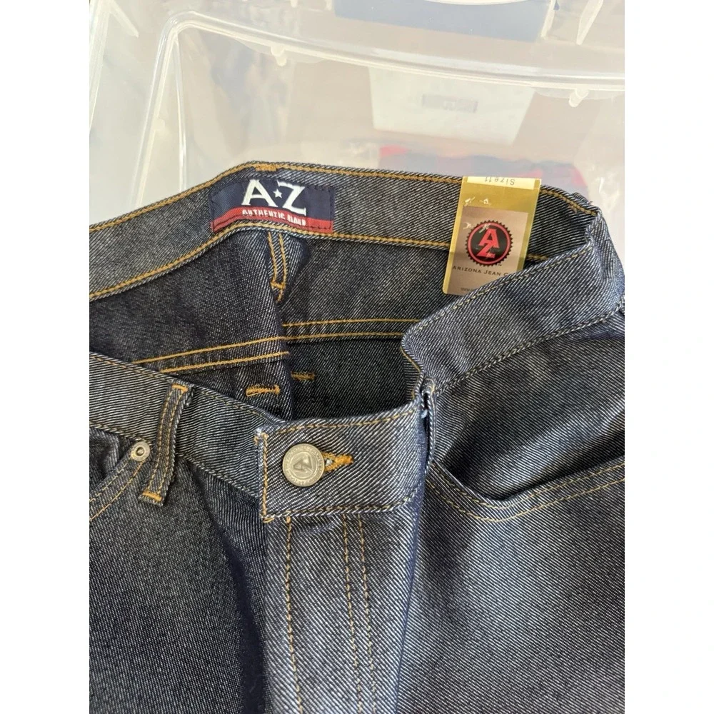 90s Arizona Jeans Dark Indigo Raw Denim Short Sz 11 Gloss Finish High Rise Retro